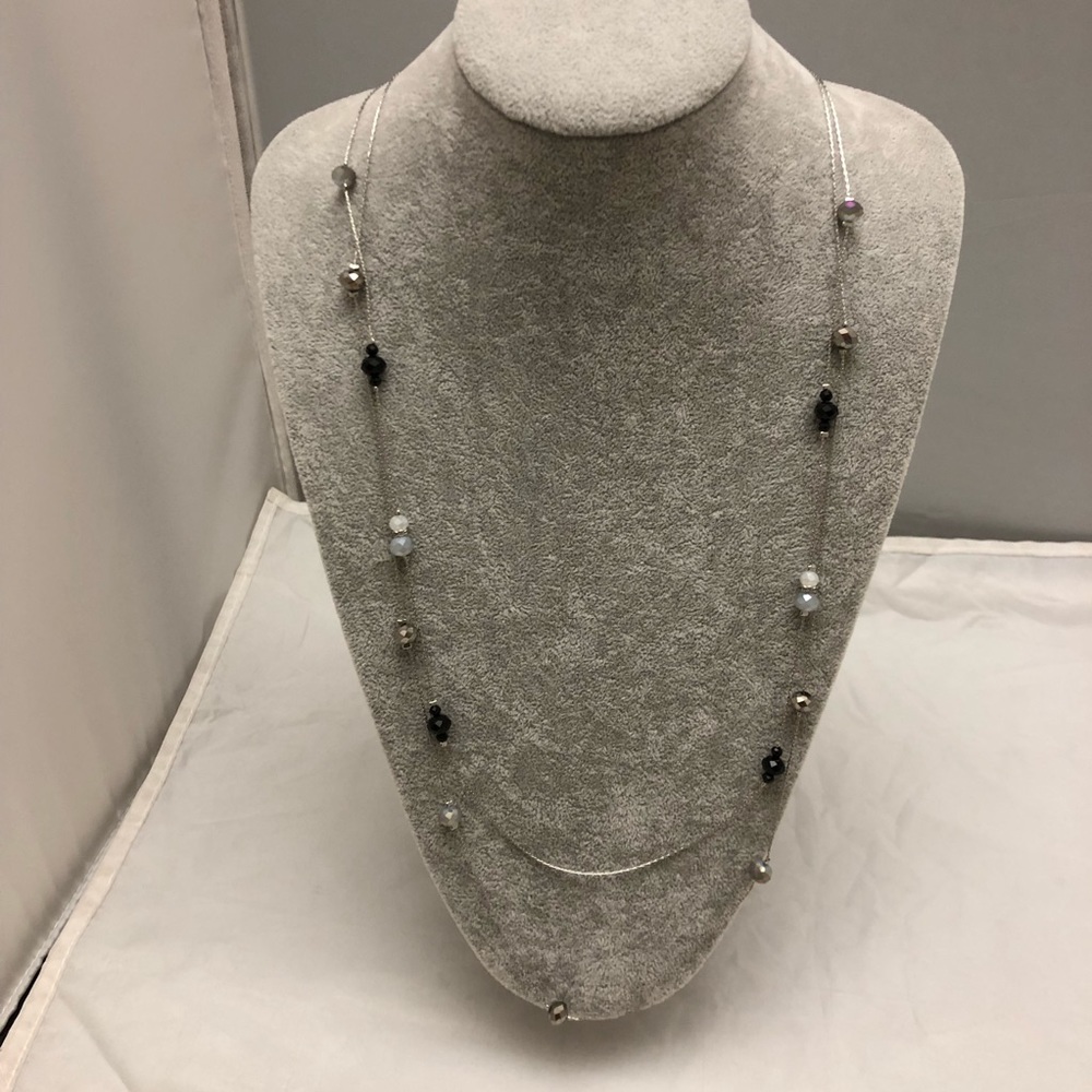 Dual Layer Iridescent Beaded Necklace